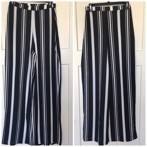 Boohoo Wide Leg Black Stripe Pants 8